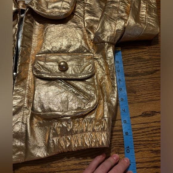 NEW Marc Jacobs | Rose Gold Metallic Bomber Jacket Leather Sz 8 - Picture 10 of 12